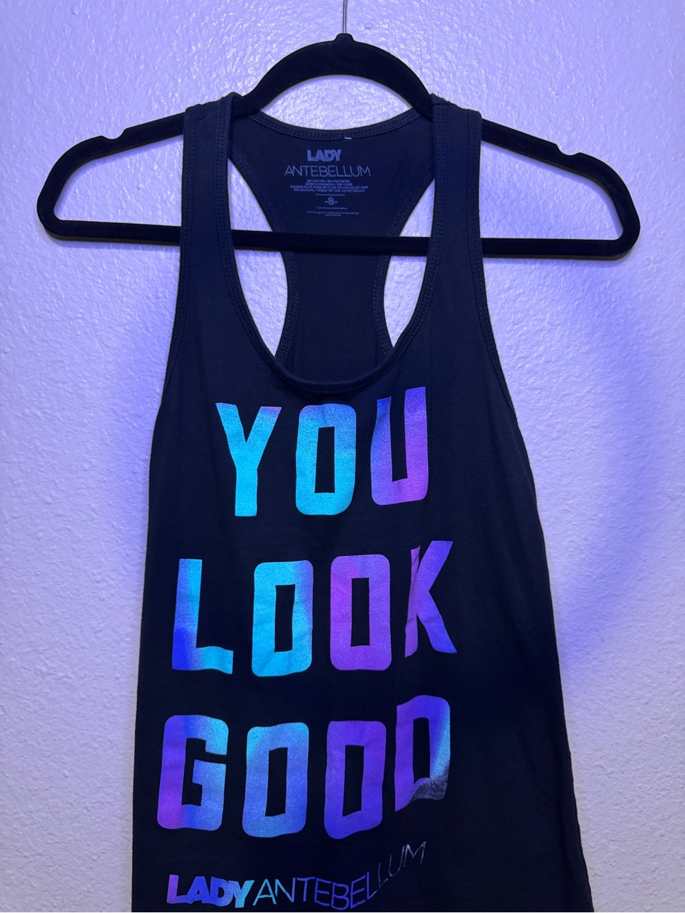 "You Look Good" Black Racerback Graphic Tank